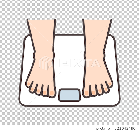 体重計に乗るシンプルで可愛い足のイラスト 体重計に乗るシンプルで可愛い足のイラスト 122042490