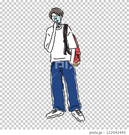 スマホで自撮りする男性 122042495