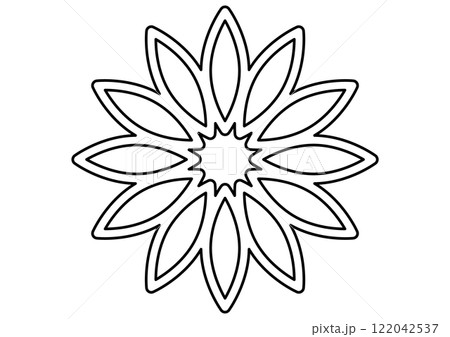 黒のシンプルな花の線画 122042537