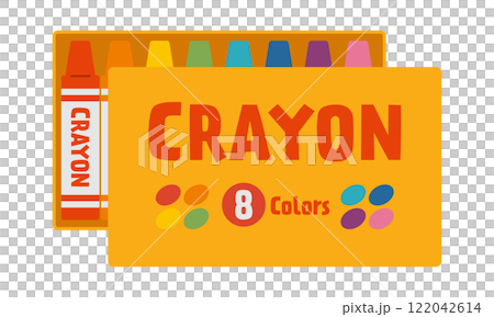 クレヨン8色セット／箱入り／ベクターイラスト 122042614