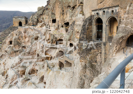 View of the historic cave city and the monastery complex of Vardzia 122042748