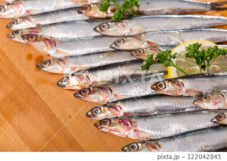 Close up of fresh anchovies 122042845