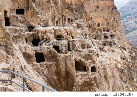 View of the historic cave city and the monastery complex of Vardzia 122043297