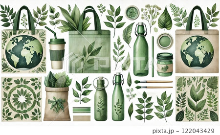 Eco-Friendly Products and Sustainable Living Concept 122043429