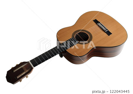Classical acoustic guitar on the white background 122043445