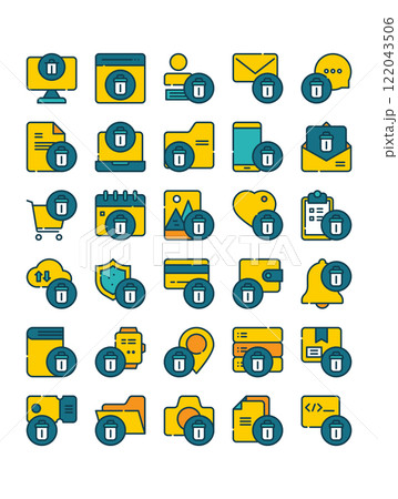 set of delete remove filled outline icon 122043506