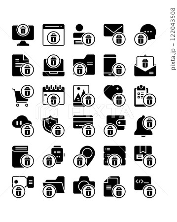 set of delete remove solid glyph icon 122043508