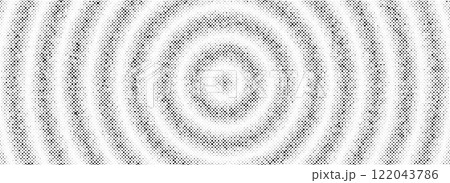 Black radial halftone circles. Dotted sound wave rings. Stippled epicenter, target, radar icon concept. Ripple concentric signal vibration element. Vector round dashed and dotted gradient pattern Black radial halftone circles. Dotted sound wave rings. Stippled epicenter, target, radar icon concept. Ripple concentric signal vibration element. Vector round dashed and dotted gradient pattern 122043786