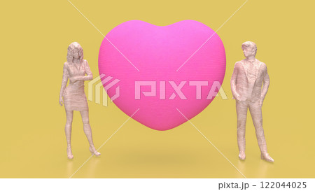 The Man woman and Heart for Love or Valentine concept 3d rendering. The Man woman and Heart for Love or Valentine concept 3d rendering. 122044025