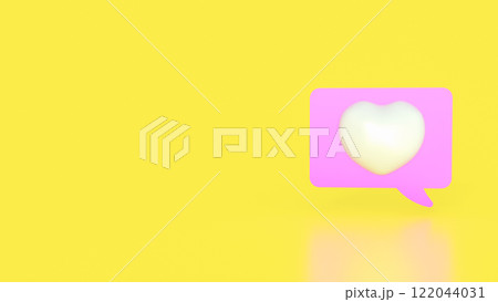 Heart on Balloon text on yellow Background 3d Rendering. 122044031
