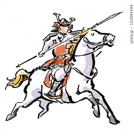 白馬に乗る武者 122044394