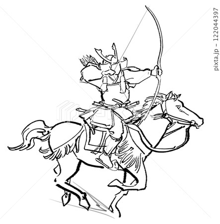 流鏑馬-線画 122044397