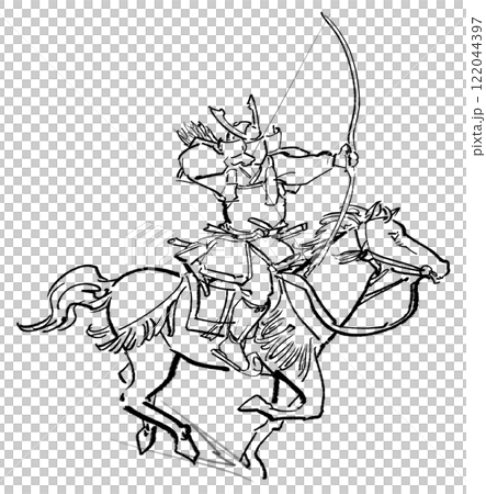 流鏑馬-線画 122044397