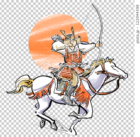 Yabusame with the sun at its back 122044398