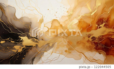 高級感のある水彩風背景イラスト アルコールインクアート チラシ・Web・動画背景素材16:9サイズ  122044505