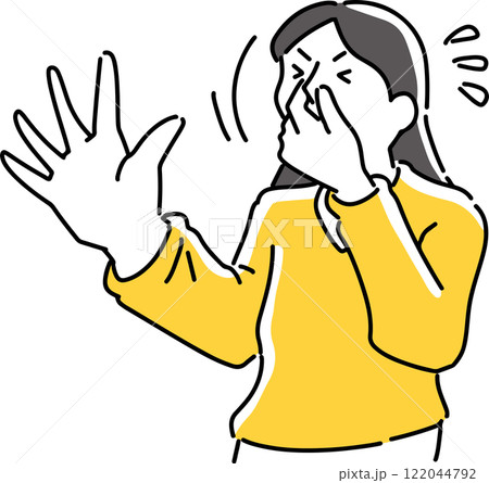 鼻をつまむ女性 122044792