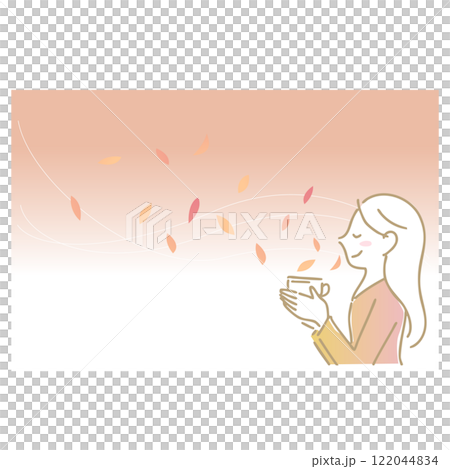 享受茶香的女人:插畫素材:背景 享受茶香的女人:插畫素材:背景 122044834