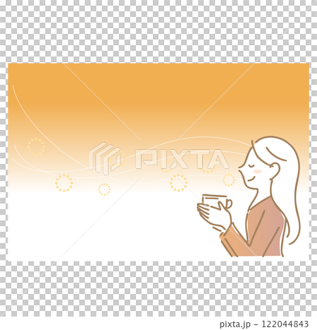 享受熱飲香氣的女人:插畫素材 享受熱飲香氣的女人:插畫素材 122044843