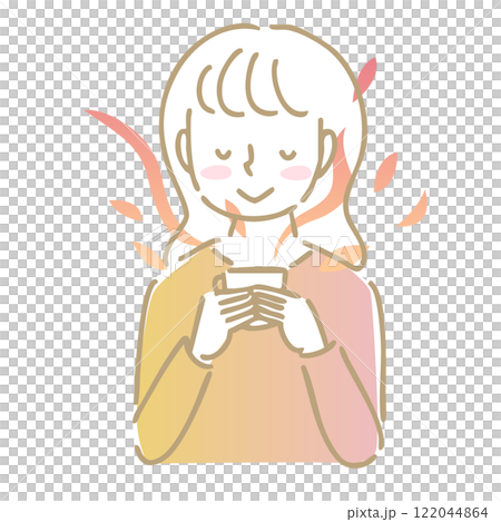 享受熱飲香氣的女人:插畫素材 享受熱飲香氣的女人:插畫素材 122044864