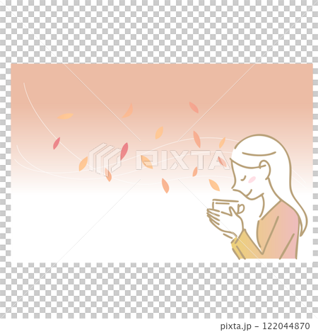 享受茶香的女人：插畫素材：背景 122044870