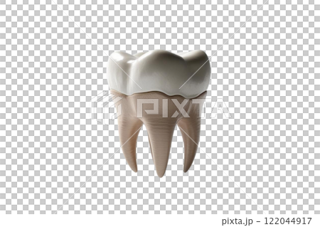 floated 3d render of tooth on the white background  122044917