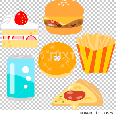 ジャンクフードのイラストセット 122044979