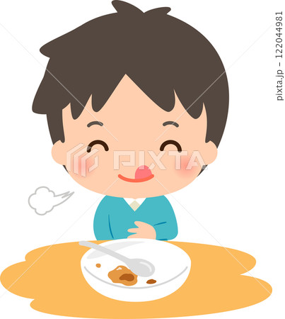 食事を終えて満足そうな男性 122044981