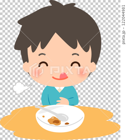 食事を終えて満足そうな男性 122044981