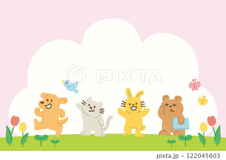 春 動物 キャラクター 背景 かわいい イラスト ピンク 春 動物 キャラクター 背景 かわいい イラスト ピンク 122045603