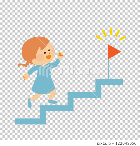 目標に向かって階段を上がる子供のイラスト 122045656