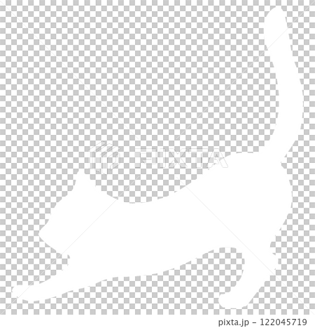白い伸びをする猫のシルエット 白い伸びをする猫のシルエット 122045719