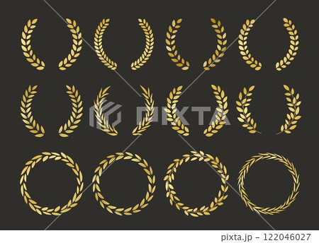 月桂冠のフレーム ゴールドの月桂樹フレーム 月桂冠のフレーム ゴールドの月桂樹フレーム 122046027