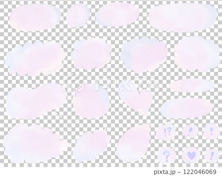 Speech bubbles: A set of hand-drawn speech bubbles in watercolor-style pink gradient colors Speech bubbles: A set of hand-drawn speech bubbles in watercolor-style pink gradient colors 122046069