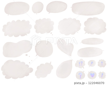 吹き出し:水彩風グレーベージュの手描きフキダシのセット 吹き出し:水彩風グレーベージュの手描きフキダシのセット 122046070