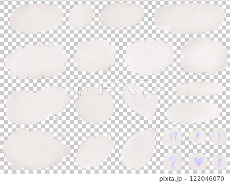 吹き出し:水彩風グレーベージュの手描きフキダシのセット 吹き出し:水彩風グレーベージュの手描きフキダシのセット 122046070