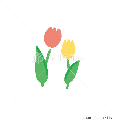 シンプルな手書きのチューリップのイラスト 122046115