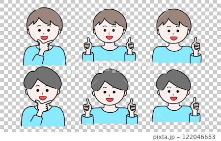 笑顔の男性イラストセット／グッド／親指を立てる 122046683