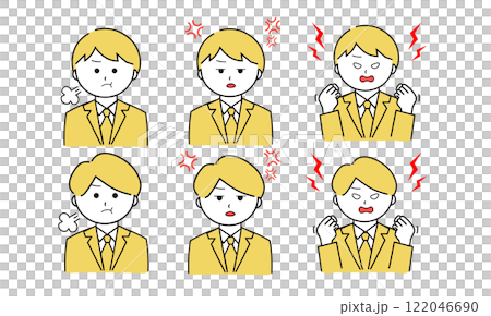 男性插畫集/生氣/沮喪/憤怒(黃色) 男性插畫集/生氣/沮喪/憤怒(黃色) 122046690