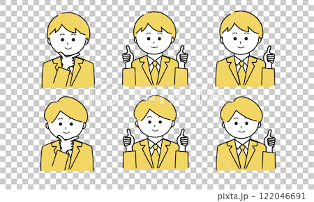 男性插畫集/好/豎起大拇指(黃色) 男性插畫集/好/豎起大拇指(黃色) 122046691