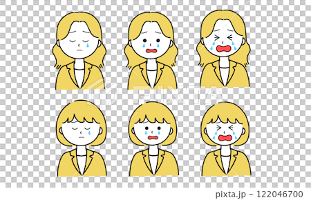 Female illustration set / sadness / crying / wailing (yellow) 122046700