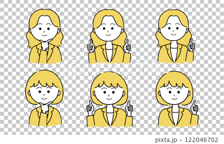 女性插畫集/好/豎起大拇指（黃色） 122046702