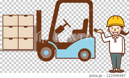 叉車和男工人。 122046987