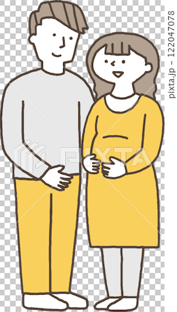 妊婦の女性と夫単色 122047078