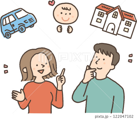 将来について考える若い夫婦 122047102