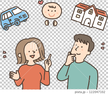 将来について考える若い夫婦 122047102