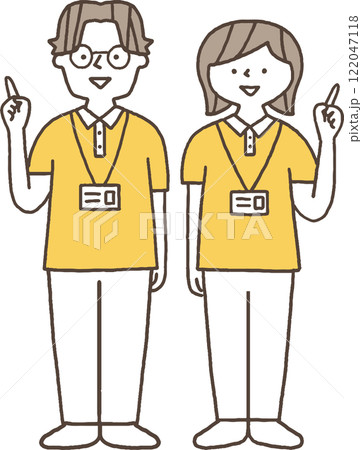 説明をする介護職員単色 122047118