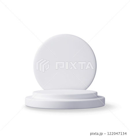 3D grey cylinder podium isolated. 122047134