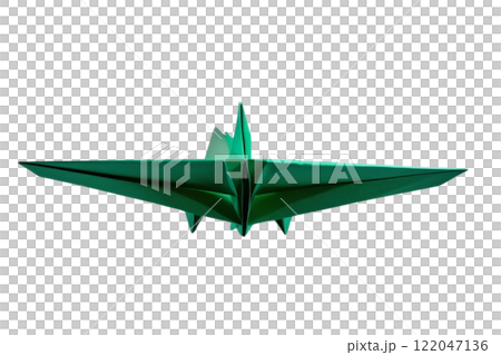 floated green Paper airplane on the white background 122047136