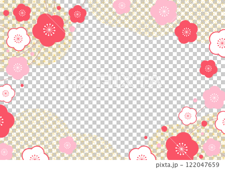 梅花桃花盛開的日本圖案日本紙背景1 梅花桃花盛開的日本圖案日本紙背景1 122047659