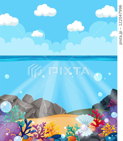 Colorful Underwater Sea Creature Scene 122047996